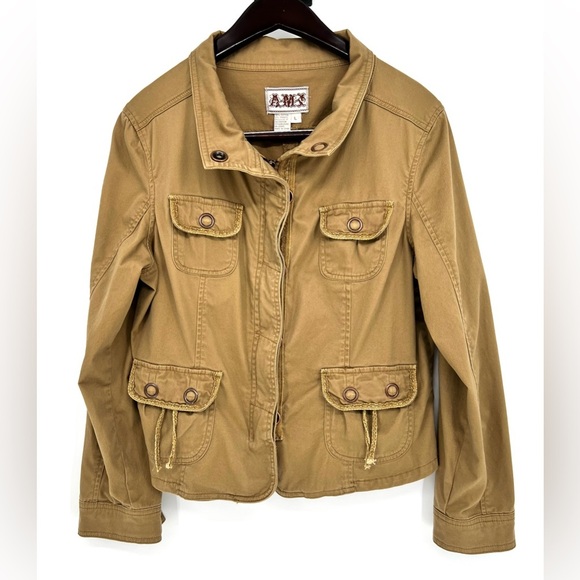 Amx Jackets & Blazers - Vintage AMX Tan Zip Up Utility Jacket Large Y2K 90’s Womens